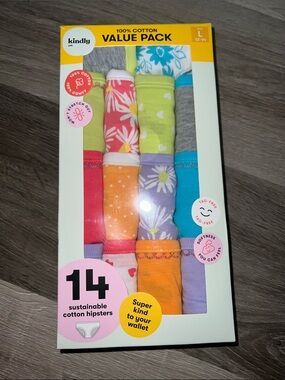Kindly Kids 14-Pack Cotton Hipster Underwear - Assorted Pastel & Bright Colors